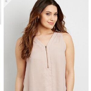 Maurices Sleeveless half zip blouse Size XXL mauve